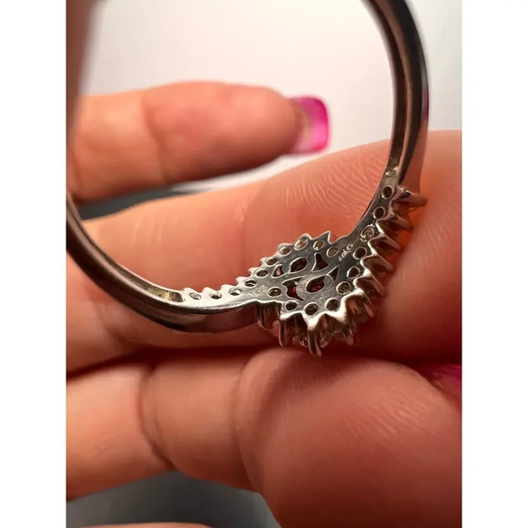 NEW Ruby and zircon ring in platinum over sterling silver size 8 - Picture 6 of 10